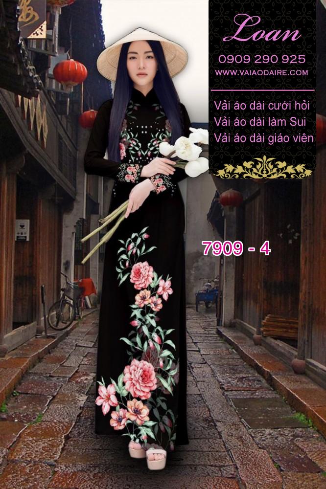 Vải áo dài hoa 3D
