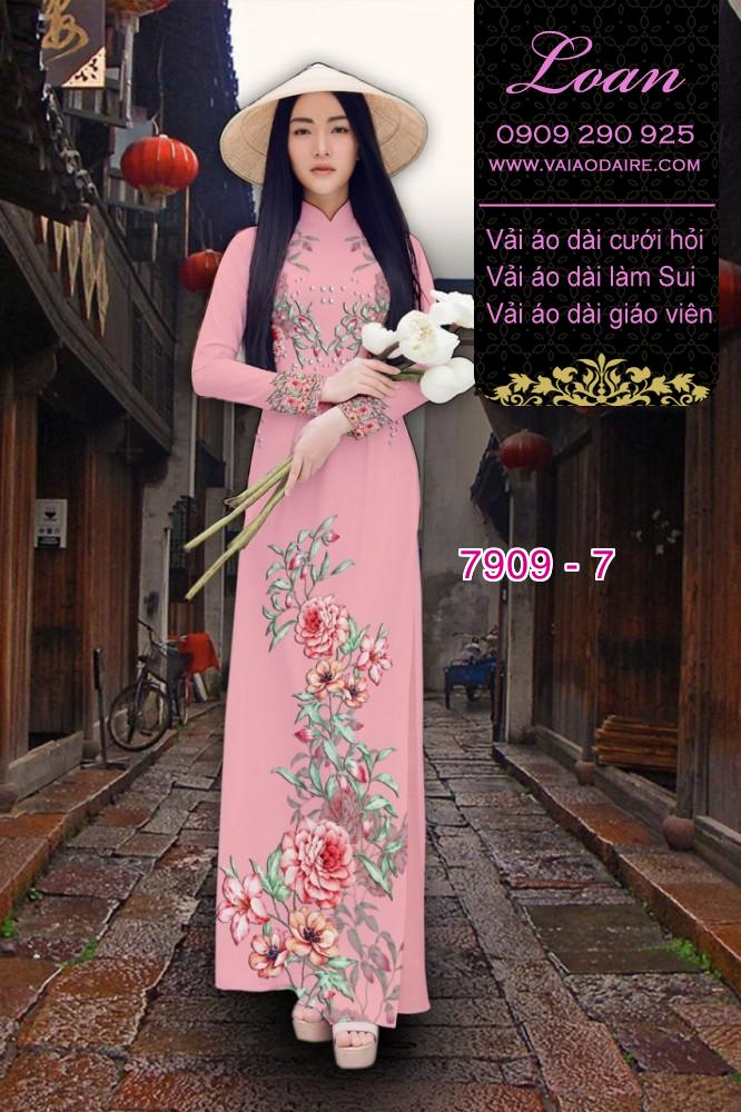 Vải áo dài hoa 3D