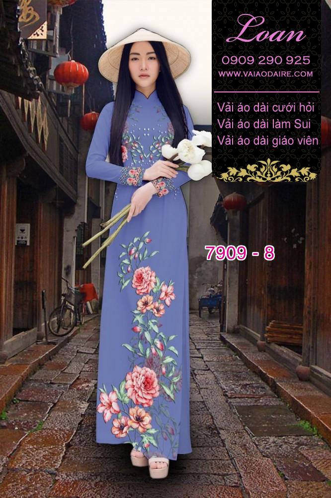 Vải áo dài hoa 3D