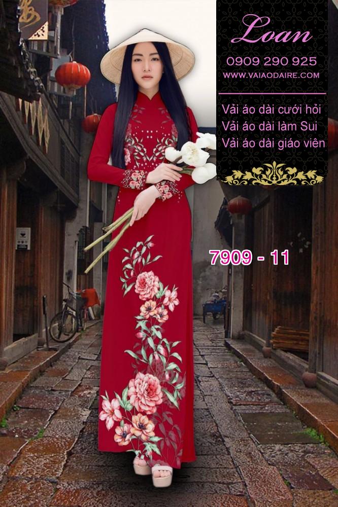 Vải áo dài hoa 3D