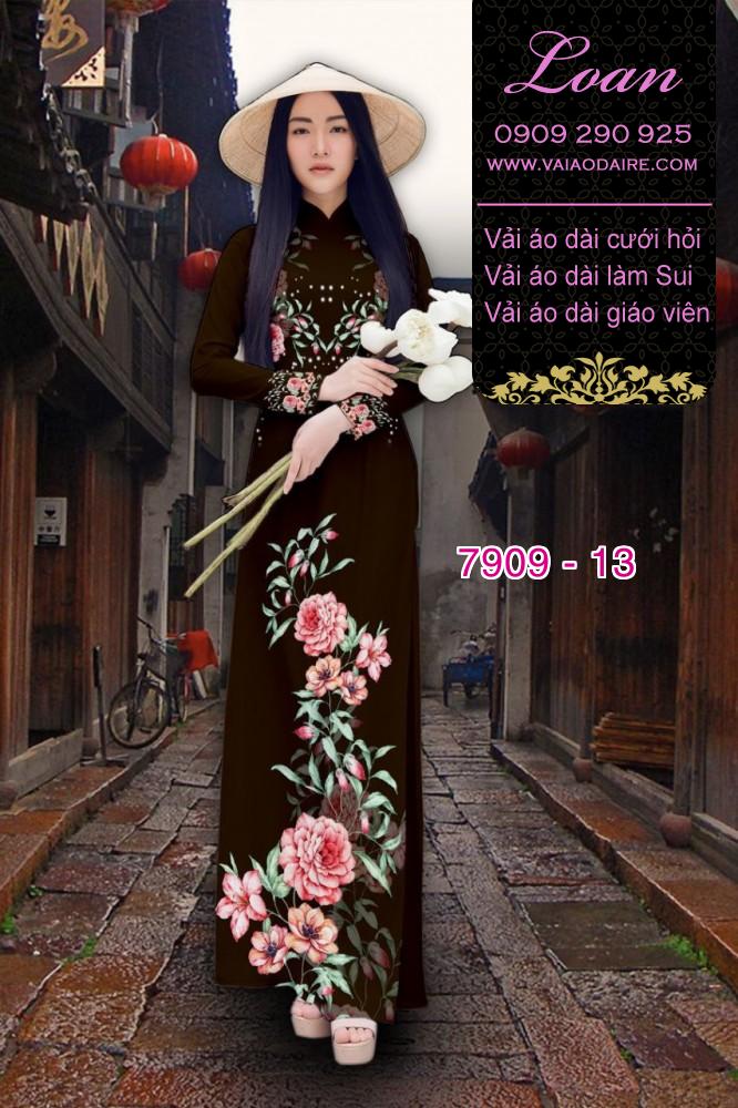 Vải áo dài hoa 3D