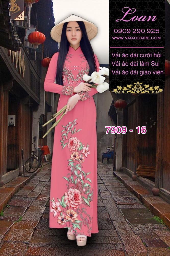 Vải áo dài hoa 3D