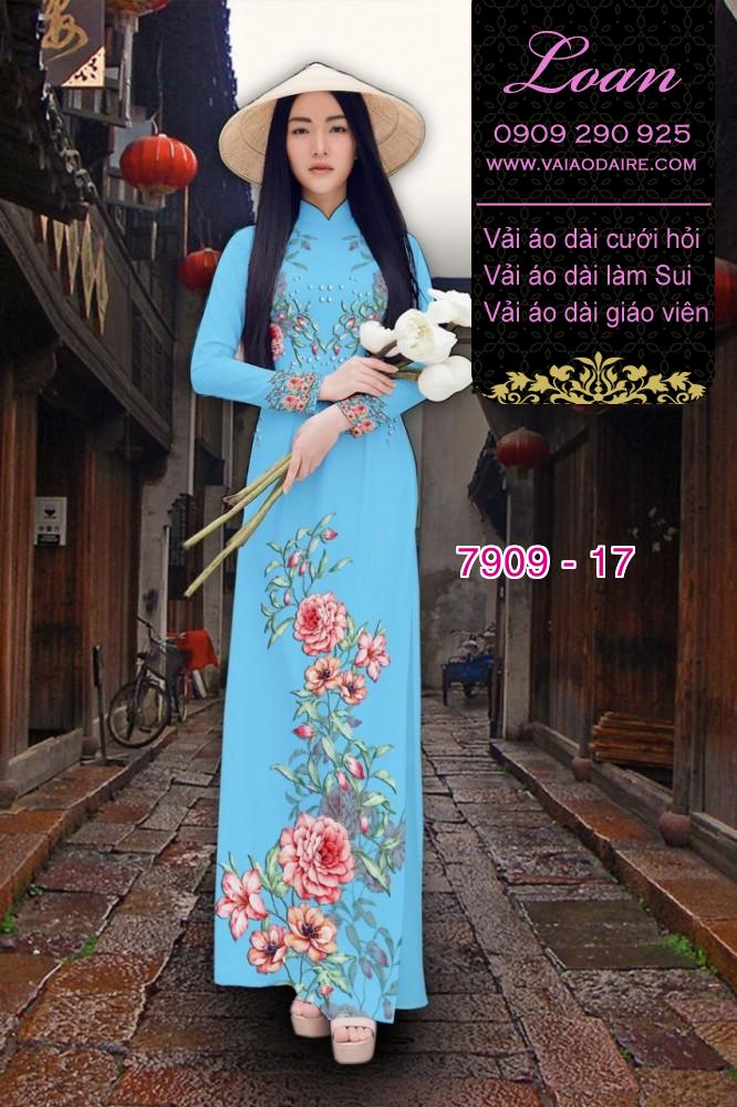 Vải áo dài hoa 3D