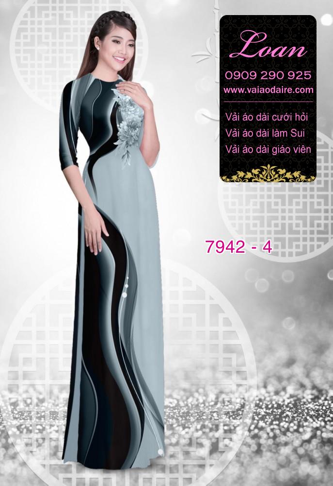 Vải áo dài hoa 3D