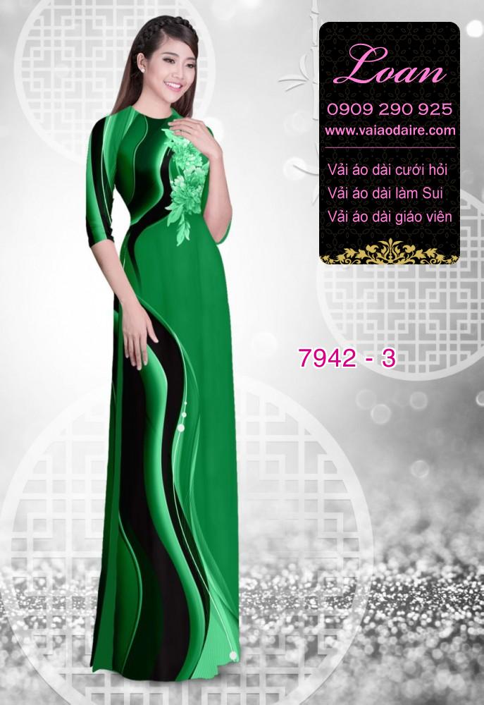 Vải áo dài hoa 3D