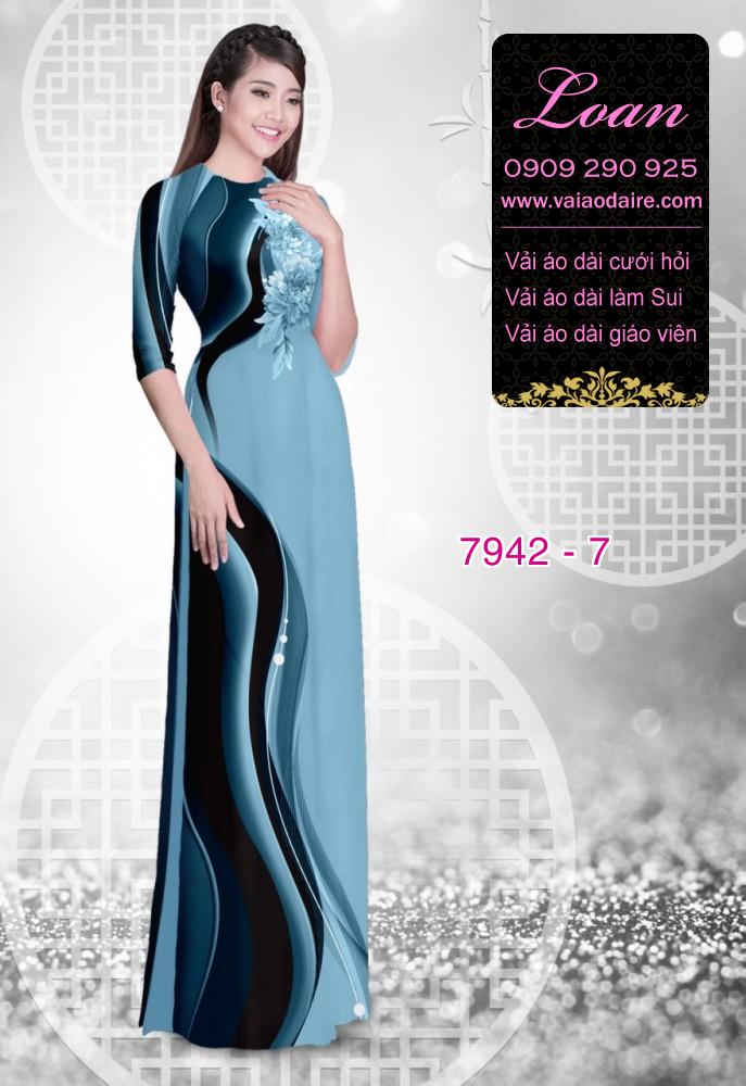 Vải áo dài hoa 3D