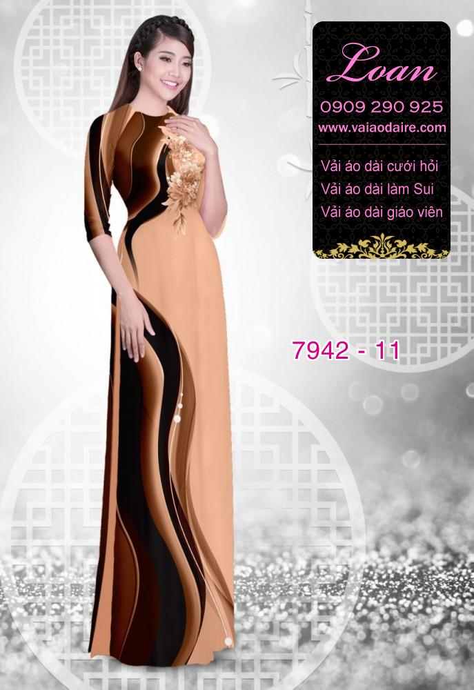Vải áo dài hoa 3D