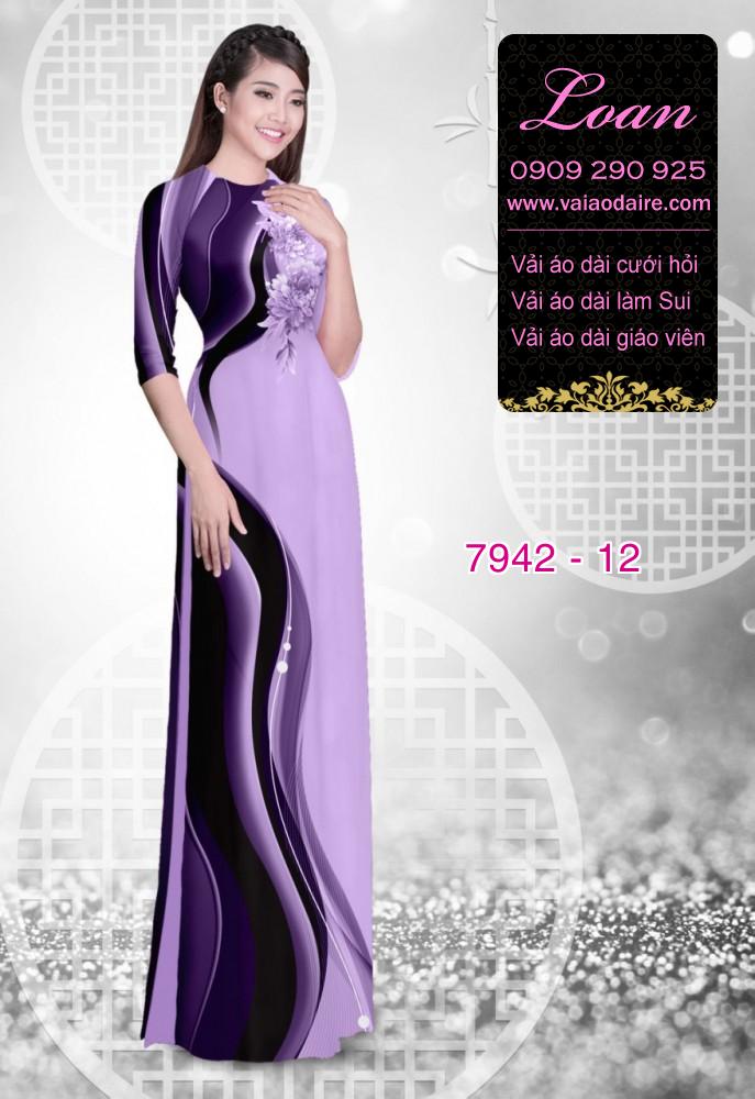 Vải áo dài hoa 3D