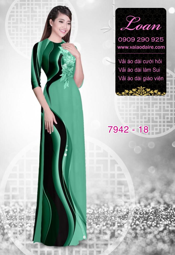 Vải áo dài hoa 3D