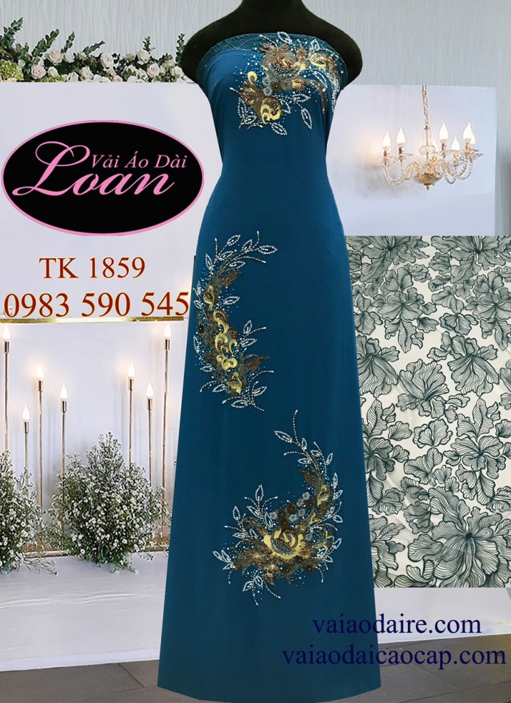 Vải áo dài kết hoa tay ren