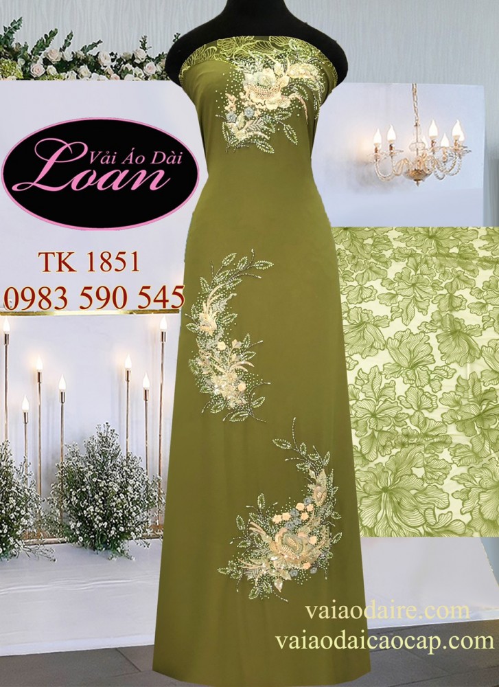 Vải áo dài kết hoa tay ren