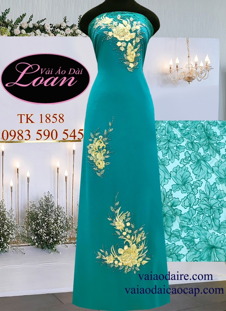 Vải áo dài kết hoa tay ren