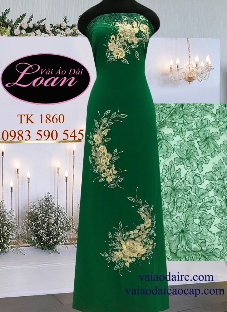 Vải áo dài kết hoa tay ren
