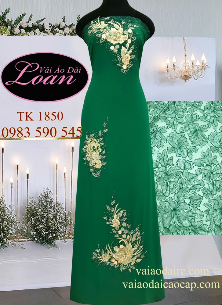 Vải áo dài kết hoa tay ren