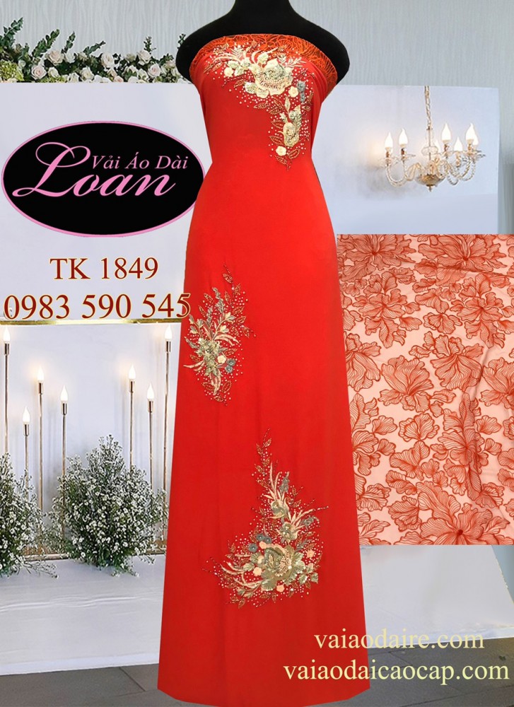 Vải áo dài kết hoa tay ren