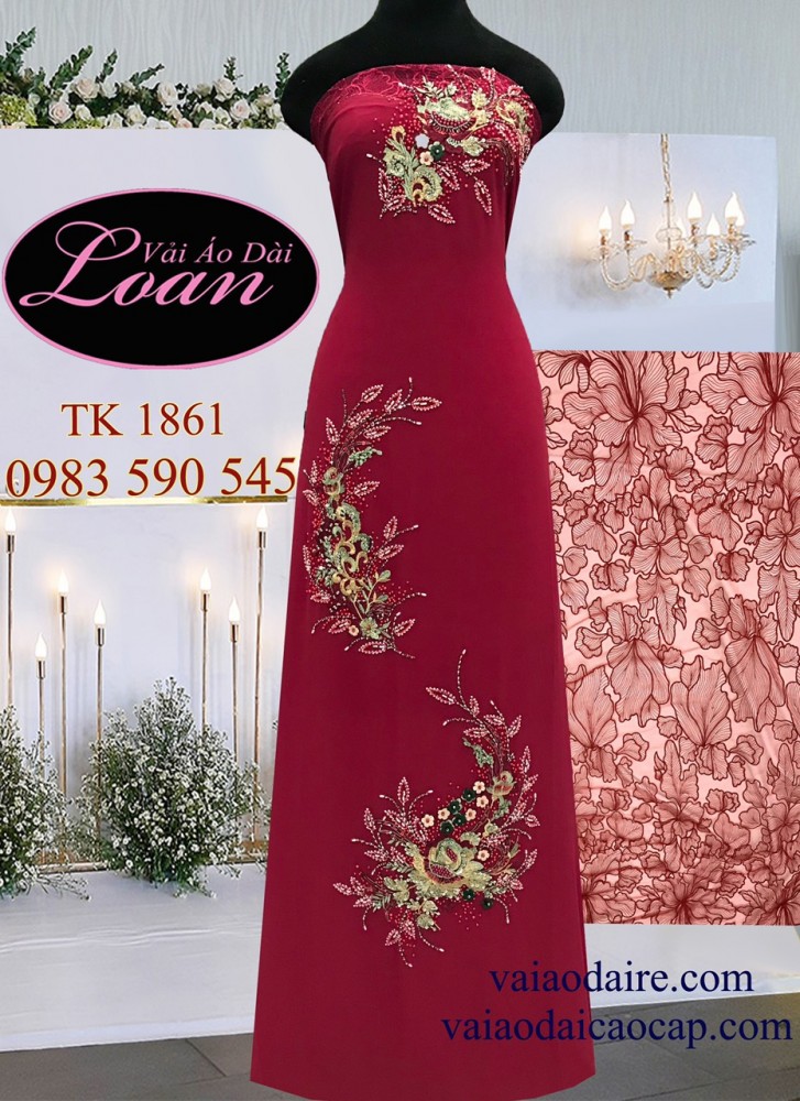 Vải áo dài kết hoa tay ren