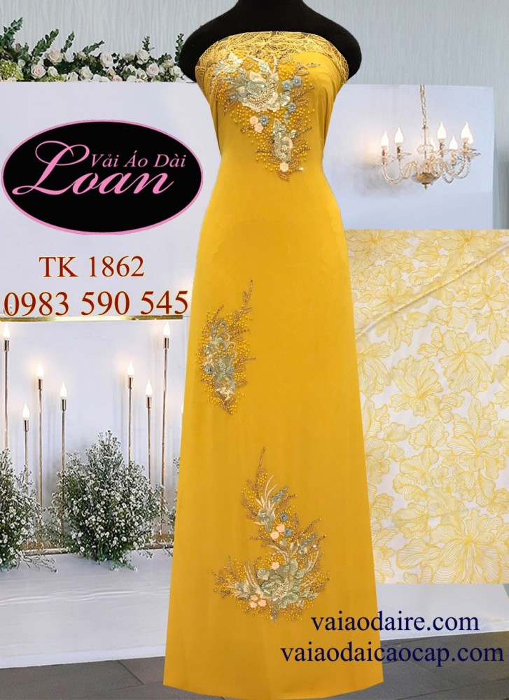 Vải áo dài kết hoa tay ren