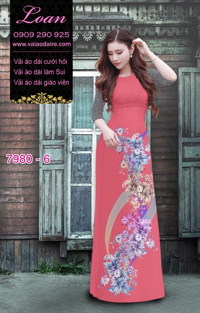 Vải áo dài hoa chạy dọc Vải áo dài hoa chạy dọc