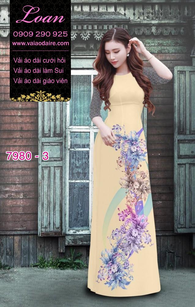 Vải áo dài hoa chạy dọc Vải áo dài hoa chạy dọc
