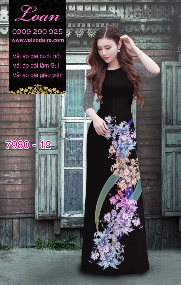 Vải áo dài hoa chạy dọc Vải áo dài hoa chạy dọc