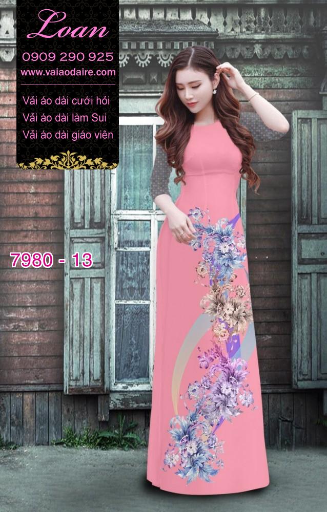 Vải áo dài hoa chạy dọc Vải áo dài hoa chạy dọc