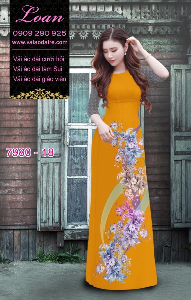 Vải áo dài hoa chạy dọc Vải áo dài hoa chạy dọc