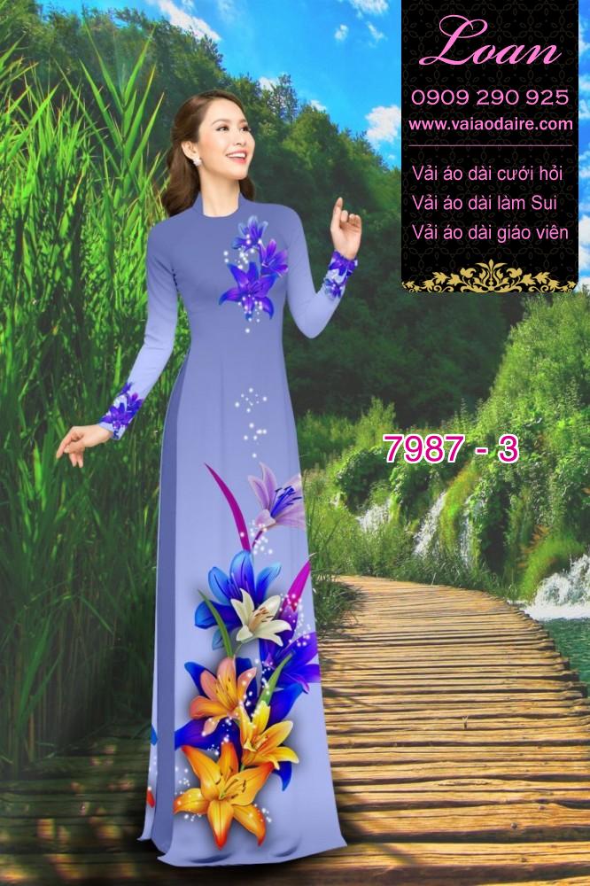 Vải áo dài hoa 3D