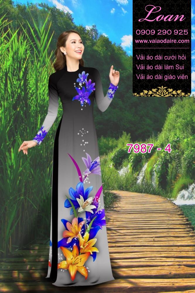 Vải áo dài hoa 3D
