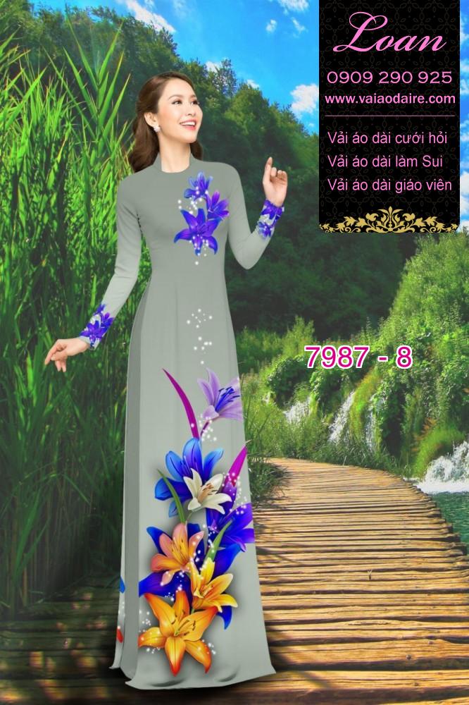 Vải áo dài hoa 3D