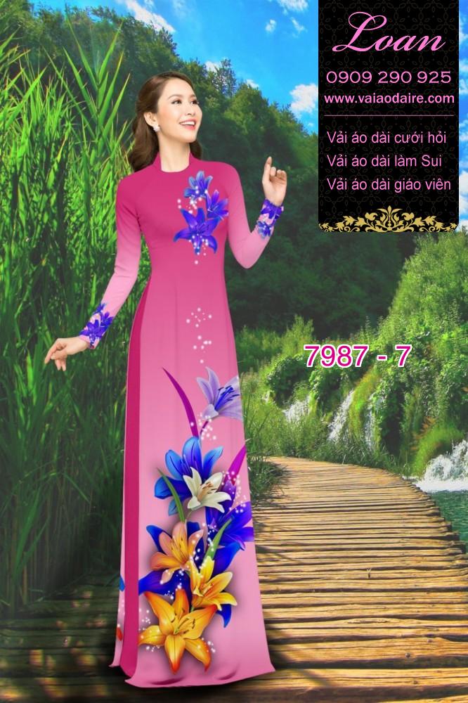 Vải áo dài hoa 3D