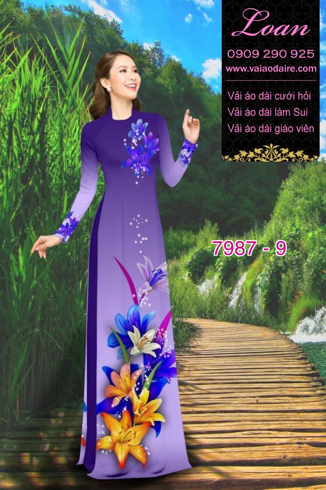 Vải áo dài hoa 3D