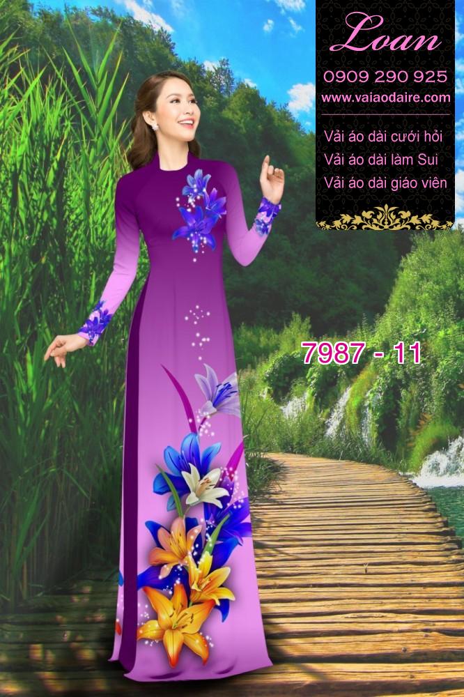 Vải áo dài hoa 3D