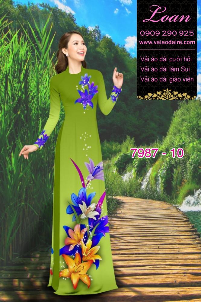 Vải áo dài hoa 3D