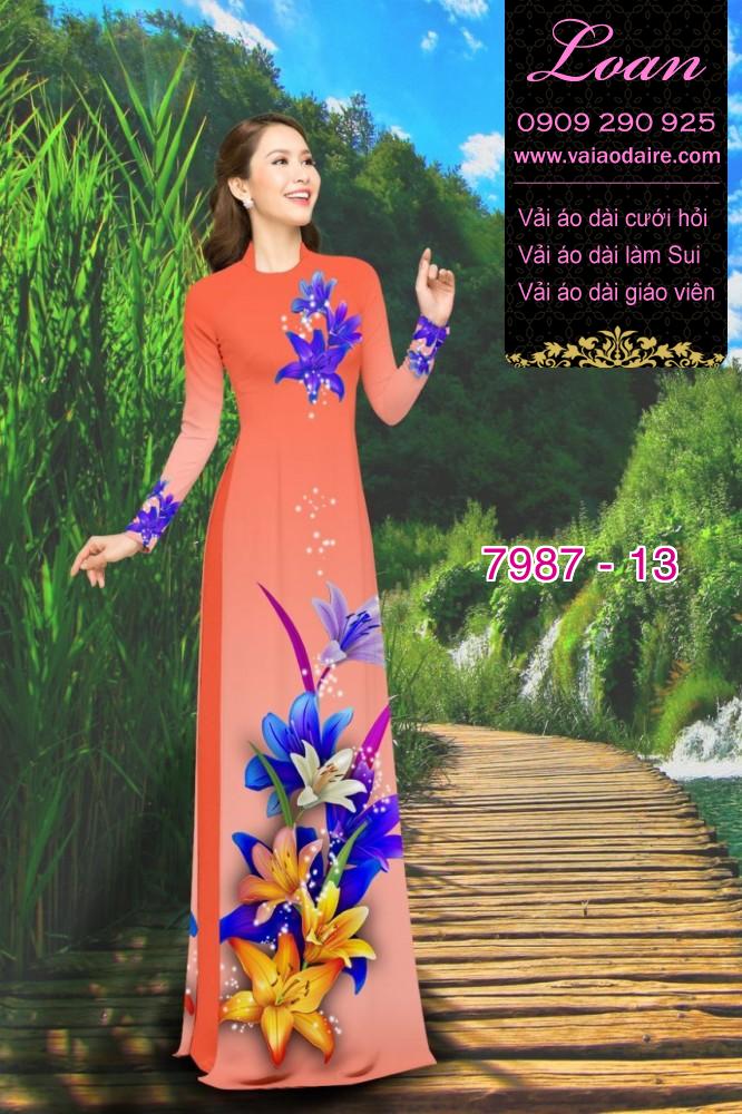 Vải áo dài hoa 3D