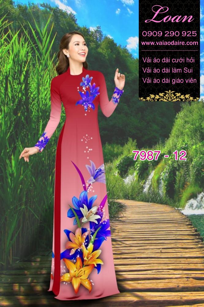 Vải áo dài hoa 3D