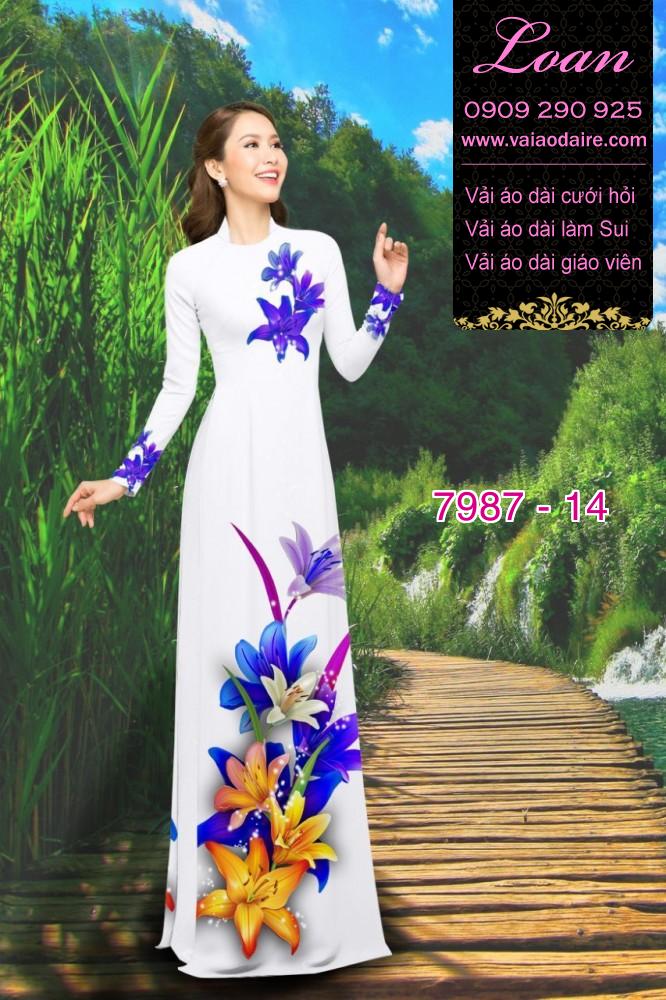 Vải áo dài hoa 3D