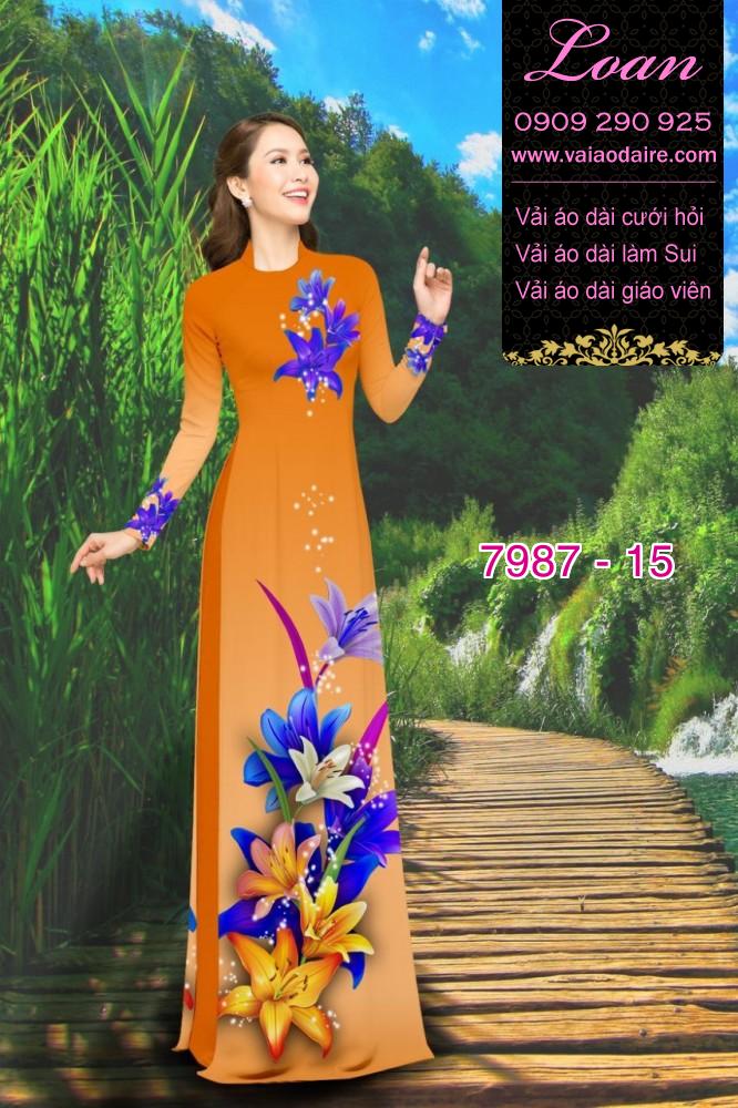 Vải áo dài hoa 3D