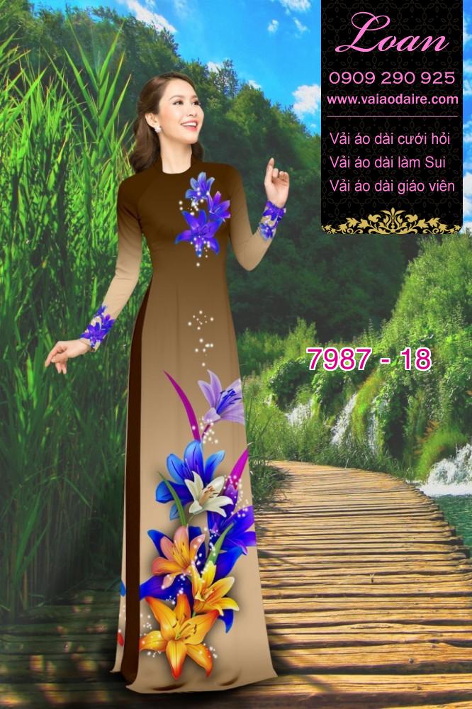 Vải áo dài hoa 3D