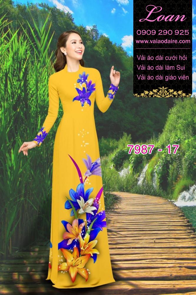 Vải áo dài hoa 3D
