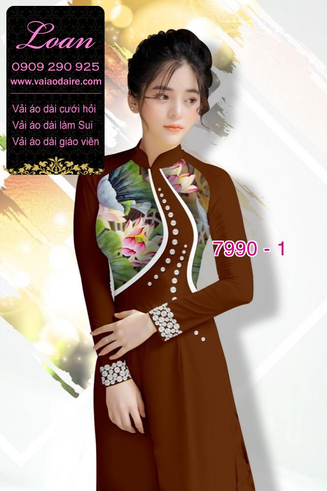 Vải áo dài hoa 3D