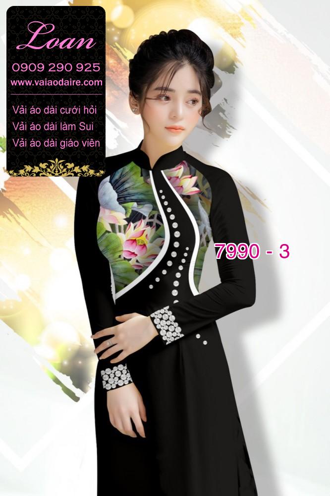 Vải áo dài hoa 3D