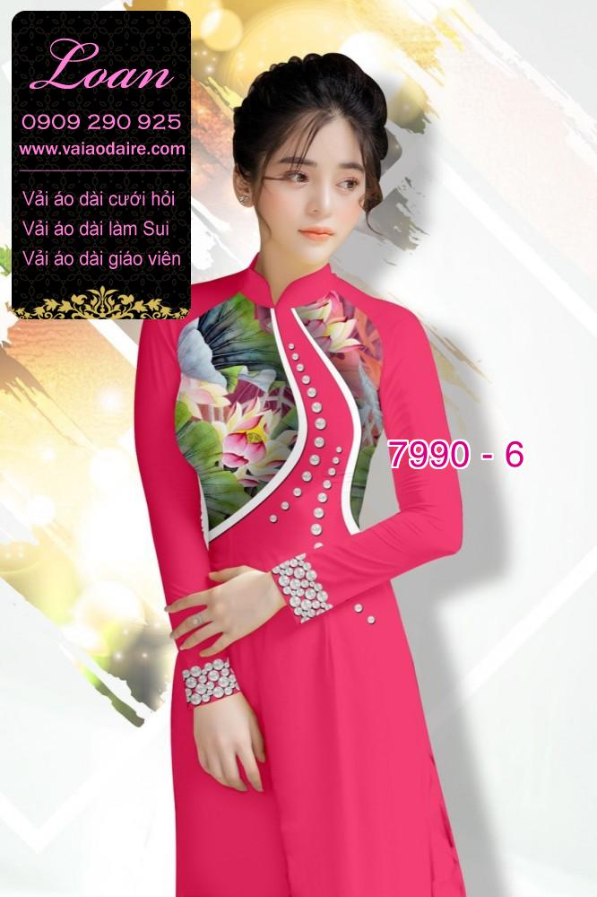 Vải áo dài hoa 3D