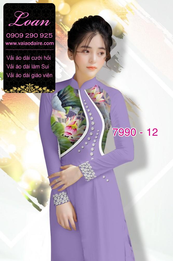 Vải áo dài hoa 3D