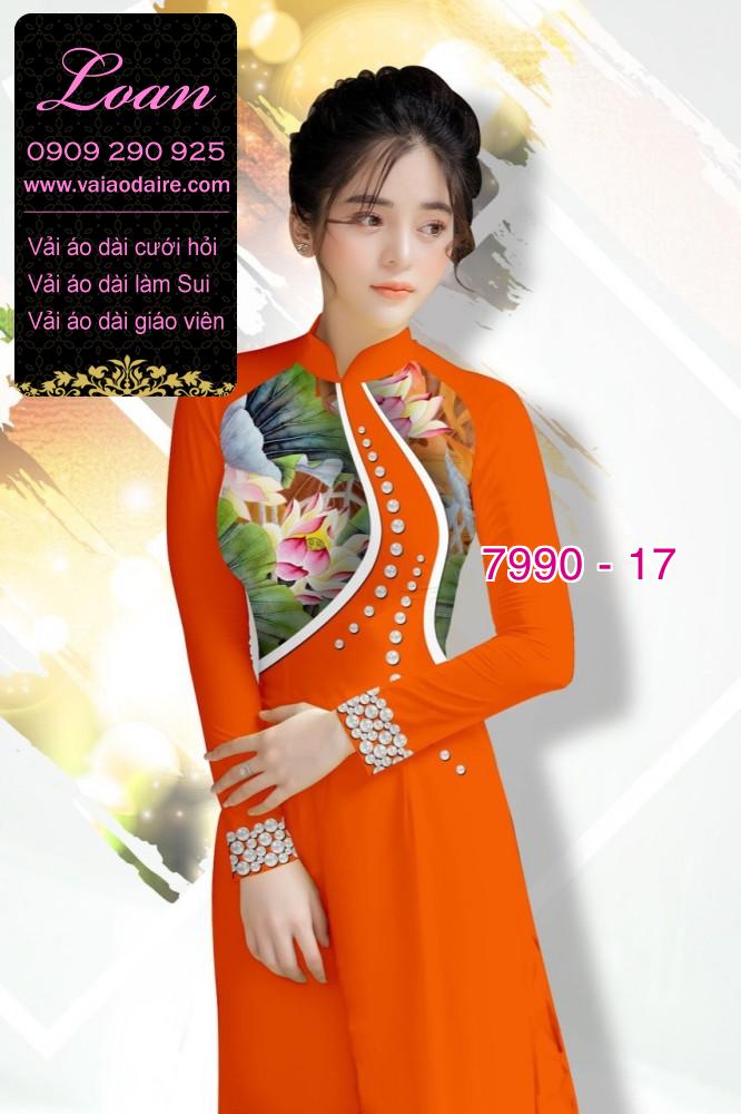 Vải áo dài hoa 3D