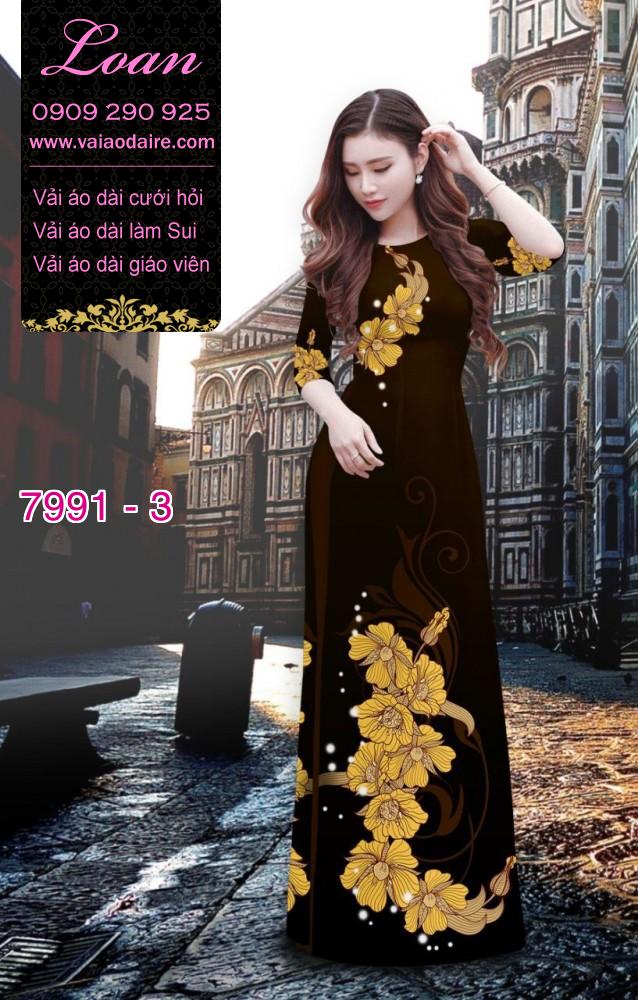 Vải áo dài hoa 3D