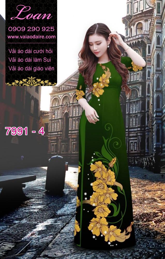 Vải áo dài hoa 3D