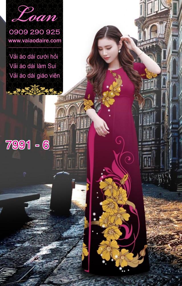 Vải áo dài hoa 3D