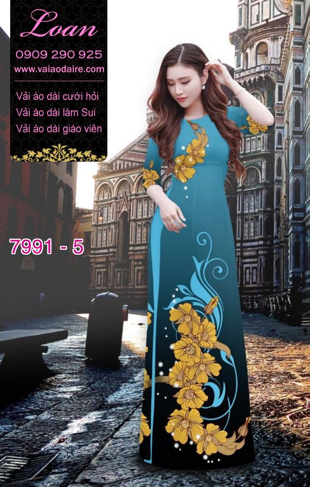 Vải áo dài hoa 3D