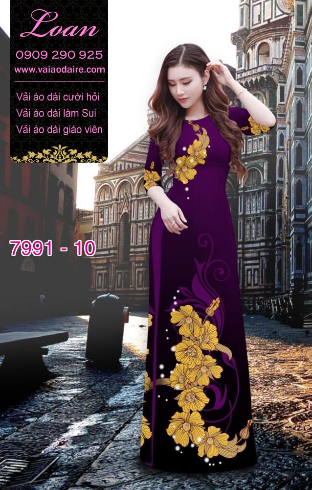Vải áo dài hoa 3D