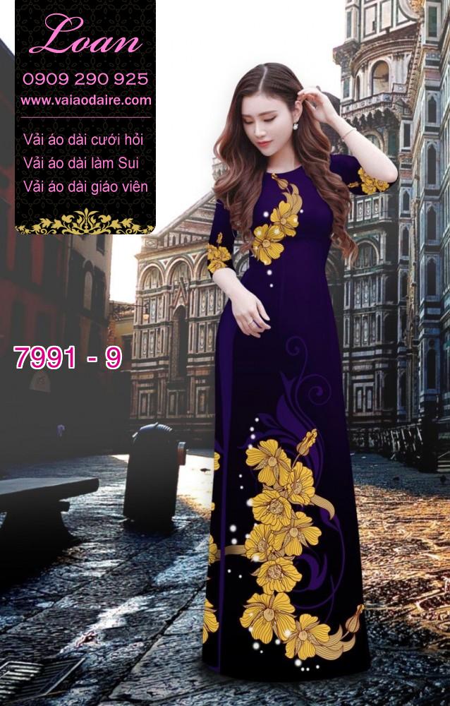 Vải áo dài hoa 3D
